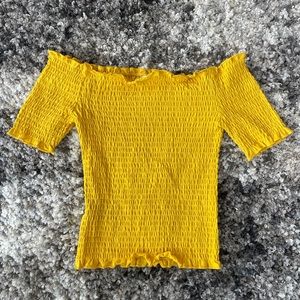 H&M Off-The-Shoulder Yellow Crop Top
